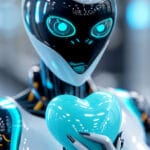 representacion futurista del corazon humano robotico