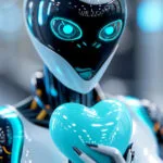 representacion futurista del corazon humano robotico